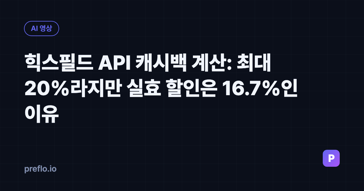 힉스필드 API 캐시백 계산: 최대 20%라지만 실효 할인은 16.7%인 이유 커버 이미지