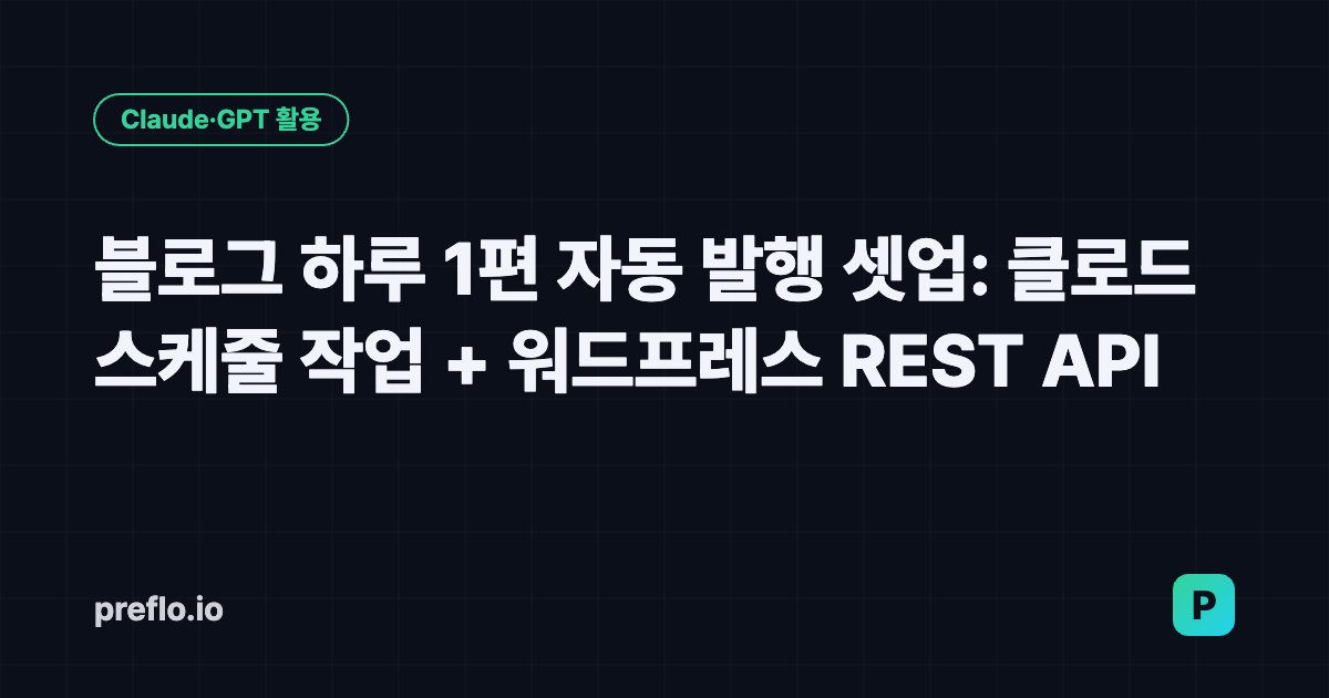 블로그 하루 1편 자동 발행 셋업: 클로드 스케줄 작업 + 워드프레스 REST API 커버 이미지